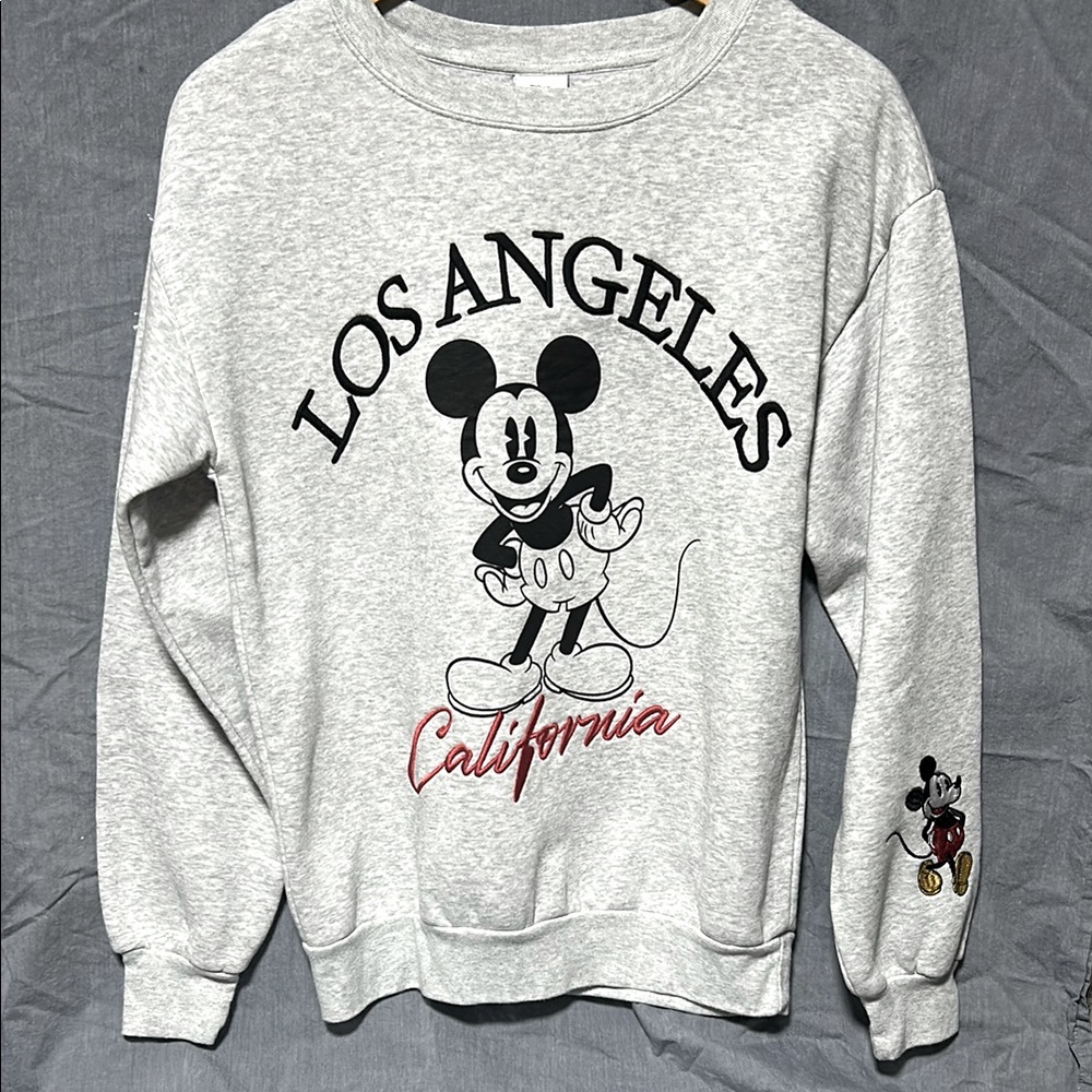 Disney Los Angeles Embroidered Mickey Mouse Sweatshirt Crewneck